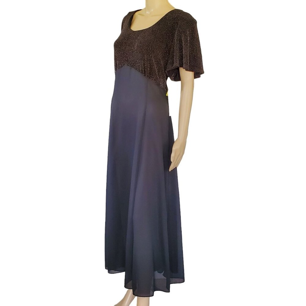 Vintage J.B.S. Evening Gown Dress Women's 14 Copper Glittery Top Black Skirt